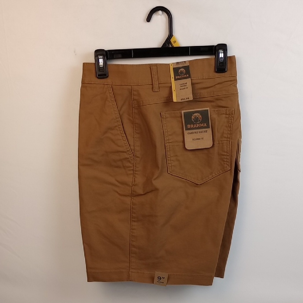 Brahma Tan Cargo Canvas Shorts Relaxed Fit Durable Design 5 Pocket Size 38